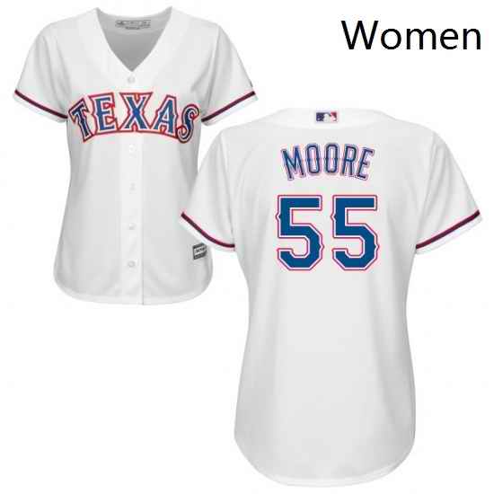 Womens Majestic Texas Rangers 55 Matt Moore Replica White Home Cool Base MLB Jersey